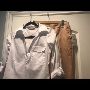 Zara basics white poplin shirt